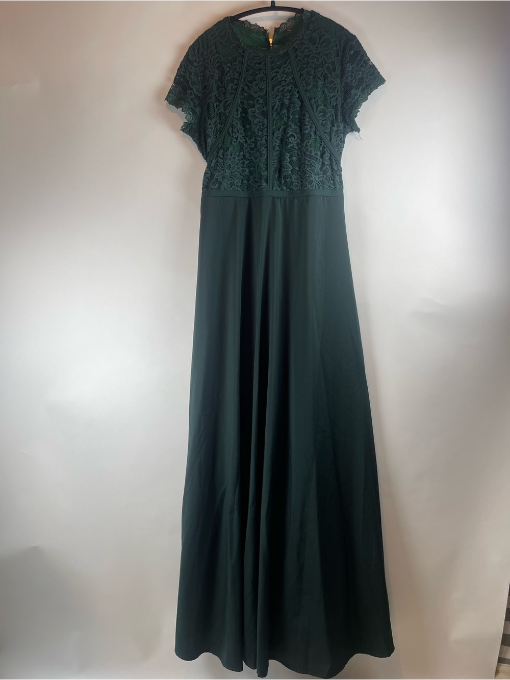 Lace-Bodice Dark Green Maxi Dress